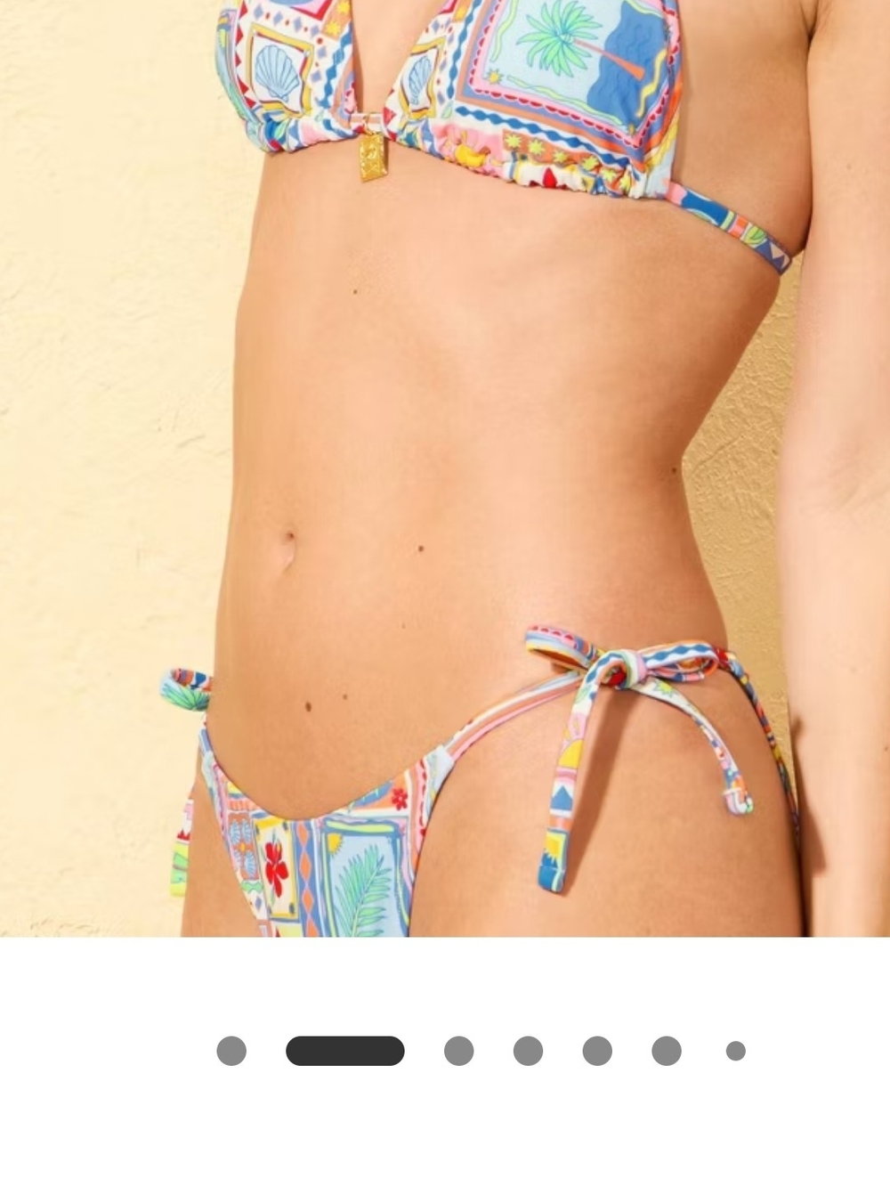 Target Multicolor Tile-Print String Bikini — Blue, Pink, Yellow